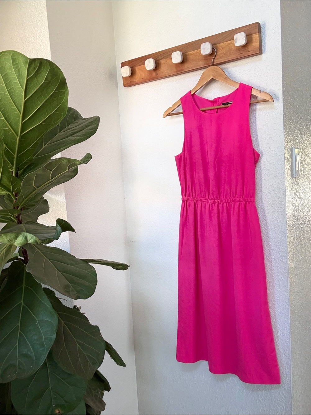 J.Crew Fuchsia Sleeveless Classic Midi Dress Lined Size 2